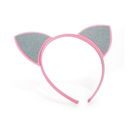 Pink Felt GlitterCat Ears Hair Band Headband Fancy Dress Halloween Party