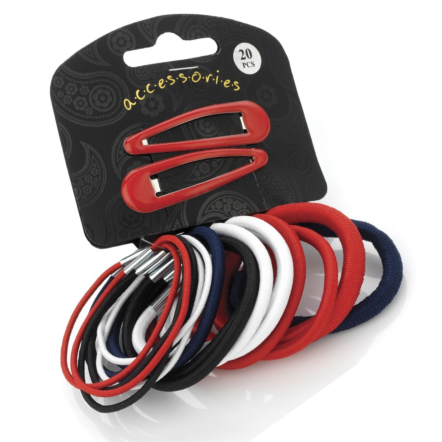Red Navy White Black Hair Elastic Band Bobble Snap Clip Slide Girls School