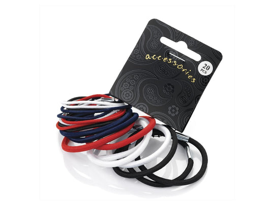 20 Black Navy Red White Thick Thin Hair Elastic Bobble Hairband Hair