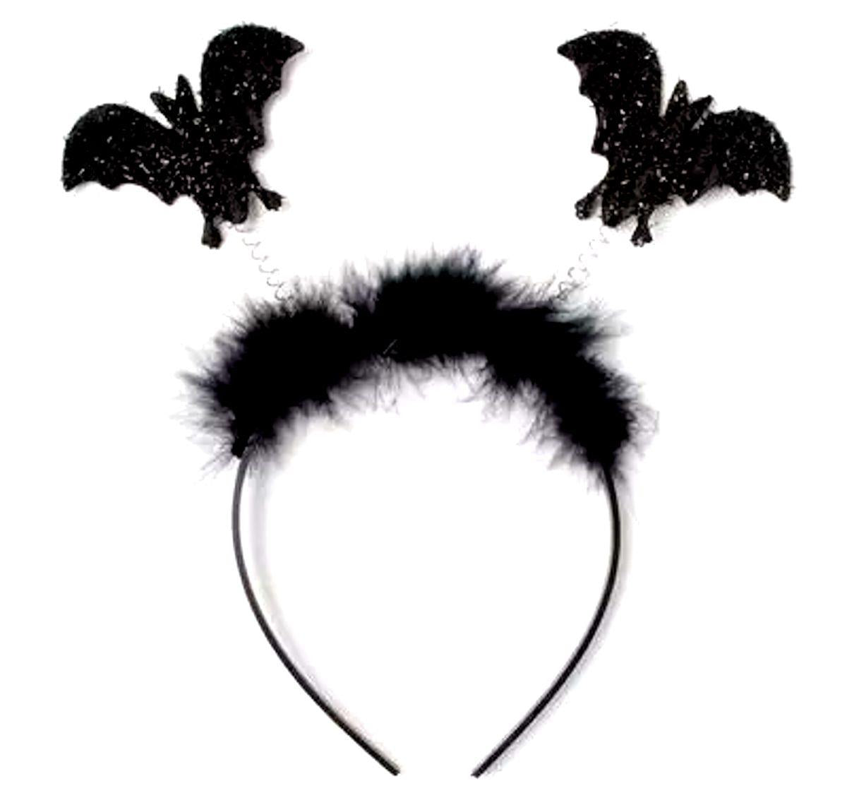 Halloween Black Glitter Bat Headband Boppers Fancy Dress Alice Hair Band