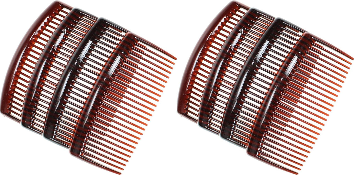 8 Pack 9cm Tort Brown Plain Side Hair Combs Slides Grips