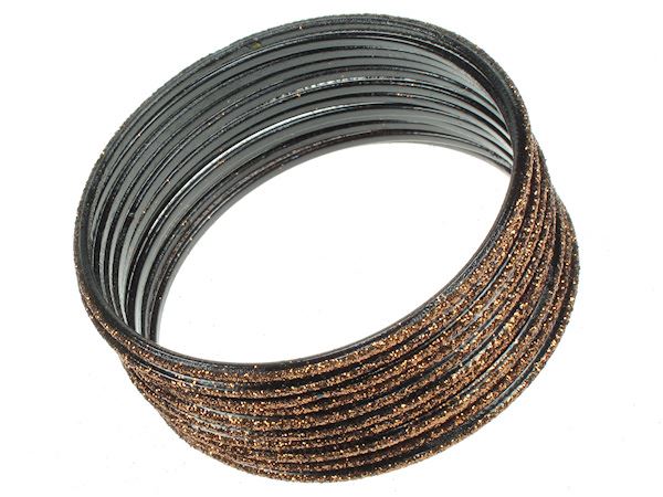 12 Piece Bronze Glitter Narrow Bangle Bracelet Stack Set Womens