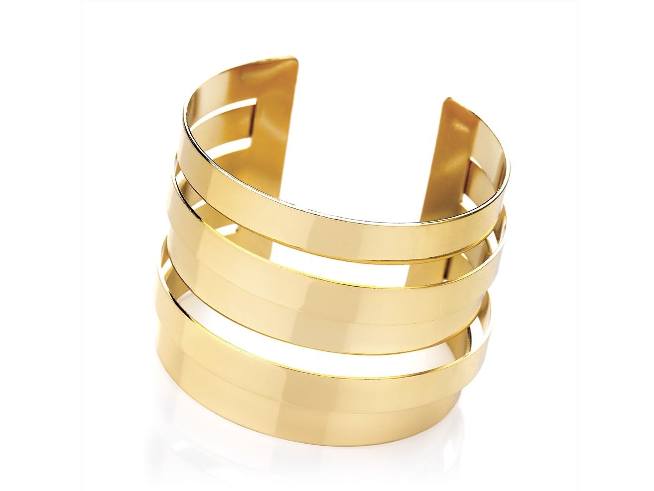 Adjustable Gold Tone Wide Cuff Statement Bangle Bracelet Womens