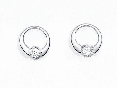 CZ Open Disc Stud Earrings Womens Ladies Girls