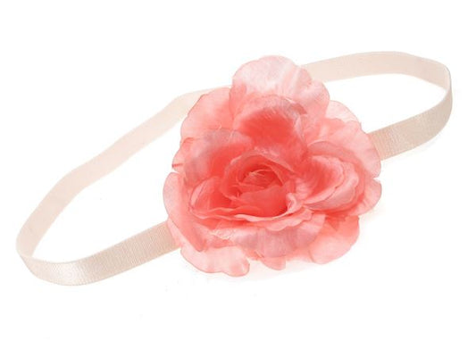 Pink Rose Flower Headband Hair Elastic Hair Band Bandeau Wedding Festival