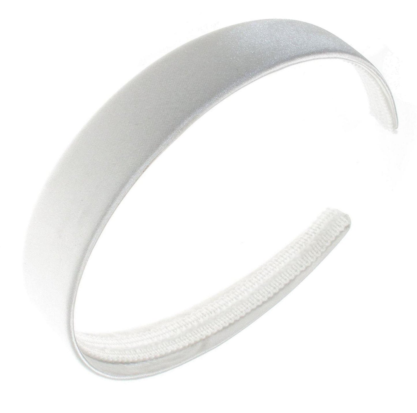 2cm White Satin Covered Plastic Alice Band Hair Band Headband No Teeth