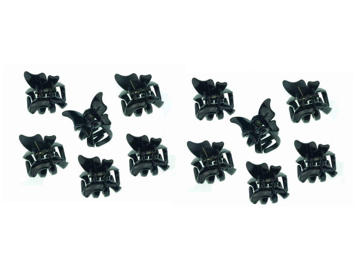 12 Black Mini Small Butterfly Hair Claw Clips Clamps