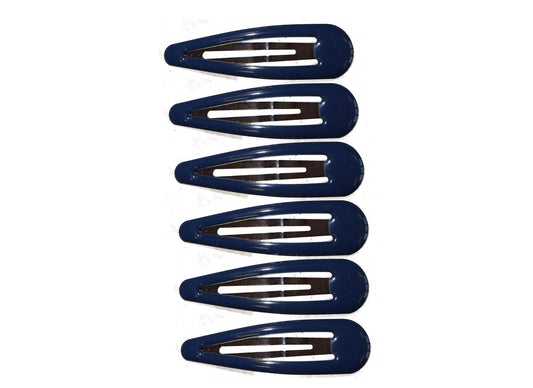 6 x 5cm Navy Blue Bendies Sleepies Snap Clips Hair Clips Slides School Colours