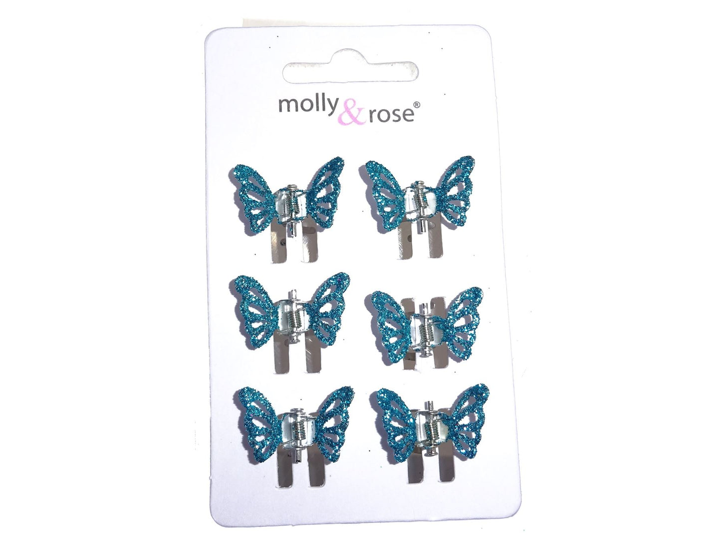 Blue Glitter Butterfly Claw Clips