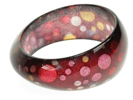 Ladies 3cm Wide Pink Chunky Irregular Glitter Dot Bracelet Bangle