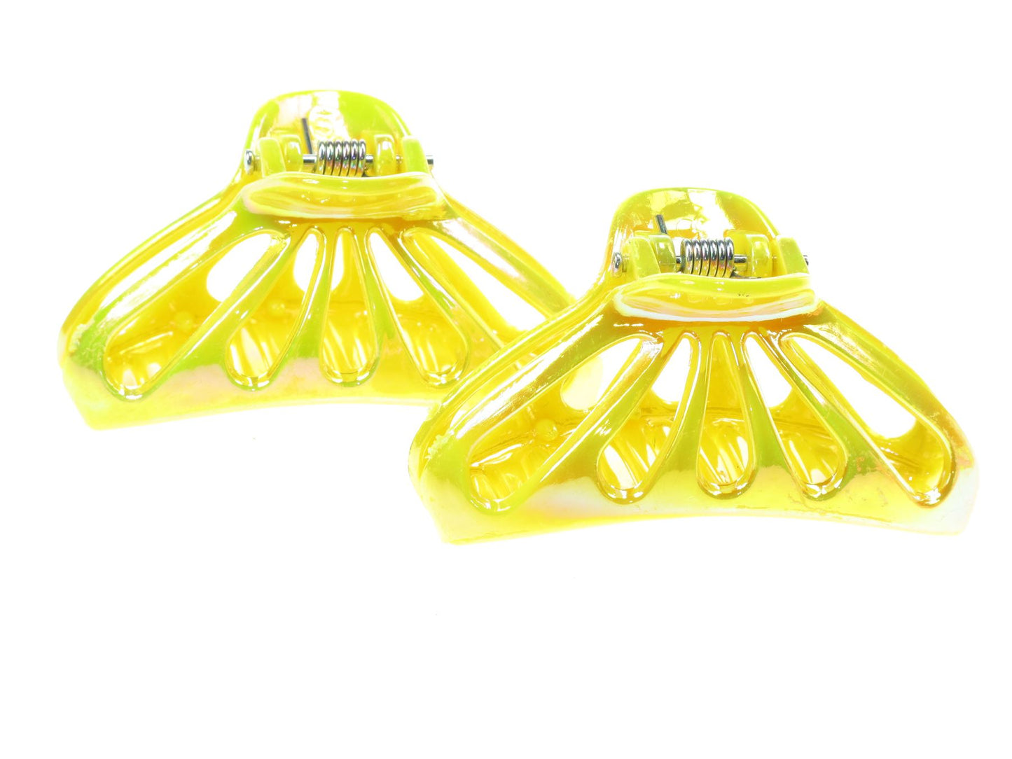 Pair of 5cm Small Yellow Plastic Hair Claws Clips Clamps Bulldog Clips