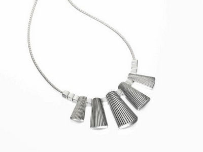 Fiorelli Silver Worn Textured Bar Necklace
