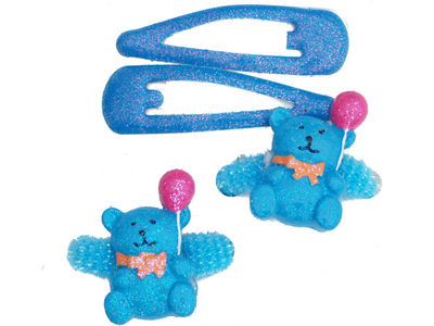 Blue Glitter Teddy Hair Set