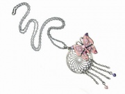 Crystal Pink Butterfly Charm Pendant