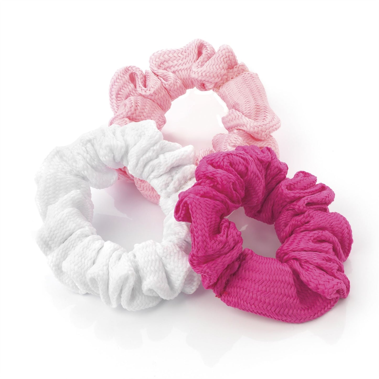 Pink White Hot Pink Thick Woven Hair Scrunchie Bobbles Hair Band Accessory
