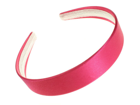 2.5cm (1") Bright Pink Satin Plastic Alice Band Hair Band Headband No Teeth