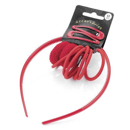 Red School Snap Clip Headband Hair Band Bandeau Elastic Bobbles