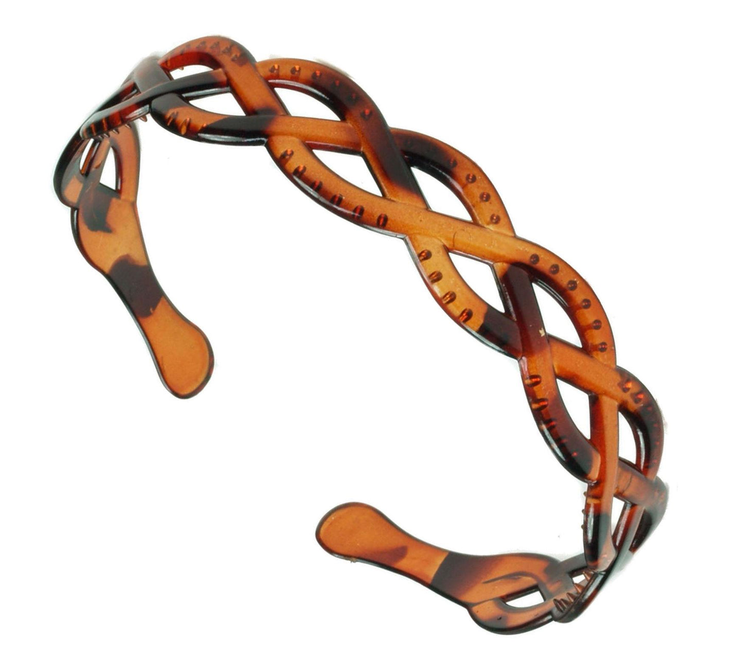 Tort Brown Weave Plastic Grip Teeth Alice Band Hair Band Headband