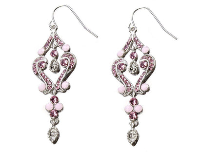 Rose Crystal Scroll Earrings Womens Ladies Girls
