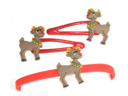 Red Christmas Rudolph Hair Elastics Hair Bands Set