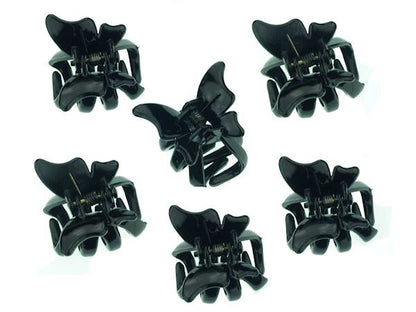 Pack of 6 Small Mini 2cm Black Plastic Butterfly Hair Claws Clips Clamps