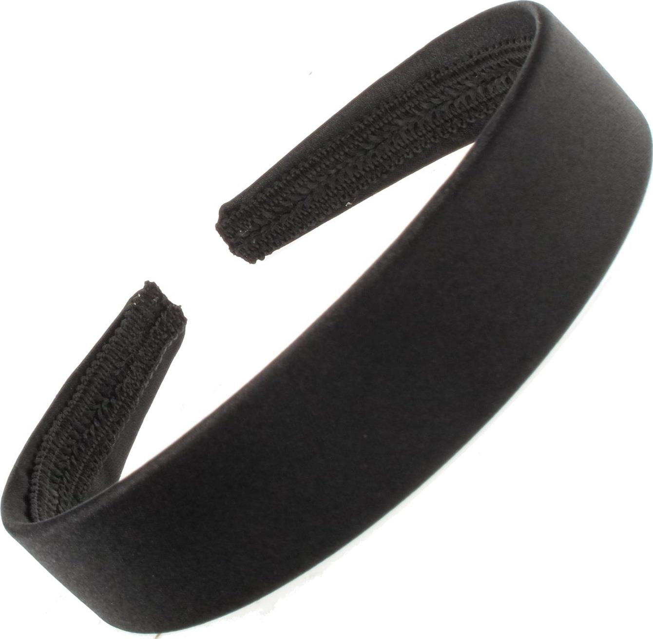 2.5cm (1") Black Satin Covered Plastic Alice Hair Band Headband No Teeth
