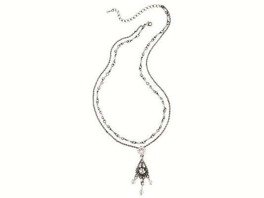 Clear Double Row Crystal Necklace Fashion Jewellery Ladies Women