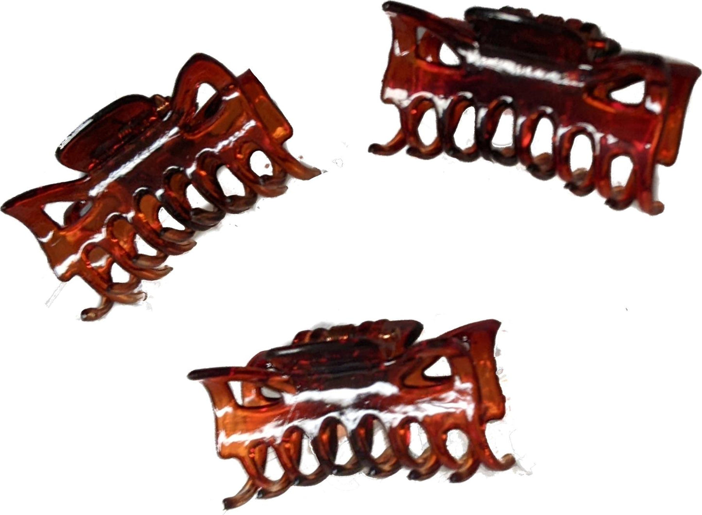3 Small Mini 4cm Tort Brown Plastic Hair Claws Clips Clamps Jaw Clips