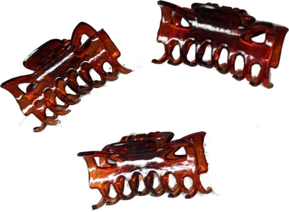 3 Small Mini 4cm Tort Brown Plastic Hair Claws Clips Clamps Jaw Clips