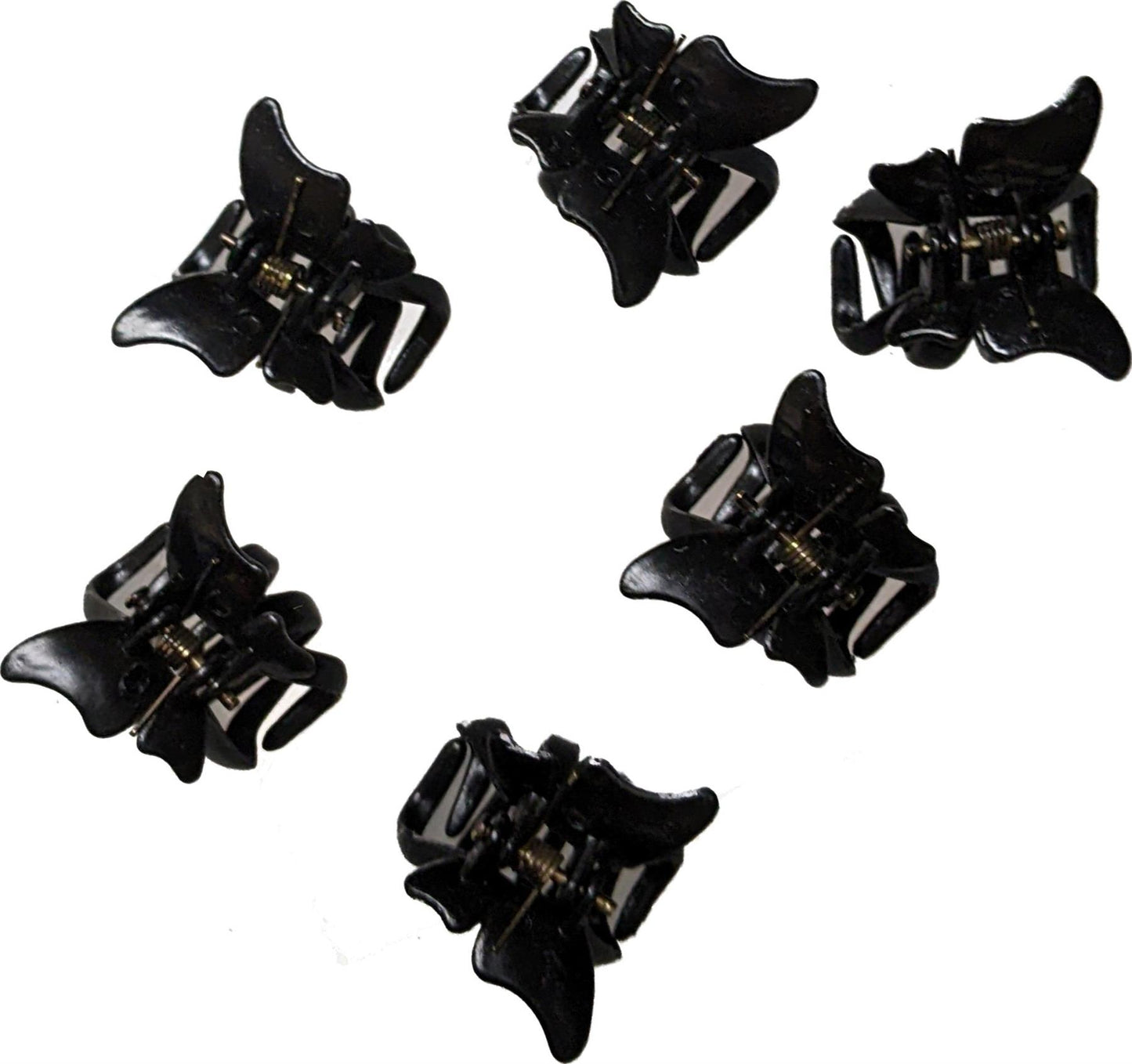 Pack of 6 Small Mini 2cm Black Plastic Butterfly Hair Claws Clips Clamps