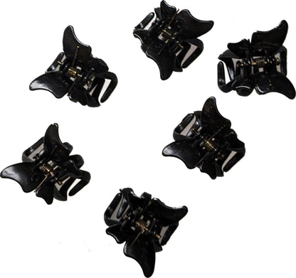 Pack of 6 Small Mini 2cm Black Plastic Butterfly Hair Claws Clips Clamps