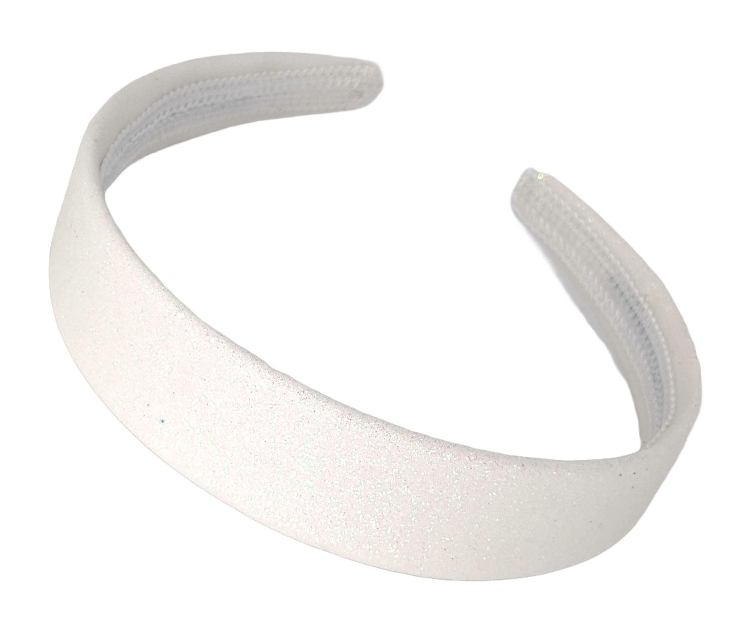 2.5cm White Glitter Fabric Plastic Alice Band Hair Band Headband No Teeth