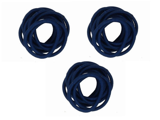 30 X Navy Blue Thick Endless School Hair Elastic Bobbles Snag Free No Metal
