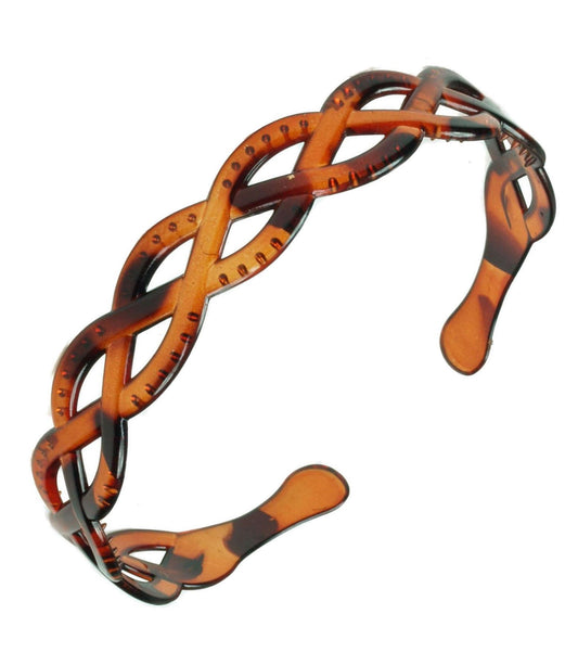 Tort Brown Weave Plastic Grip Teeth Alice Band Hair Band Headband