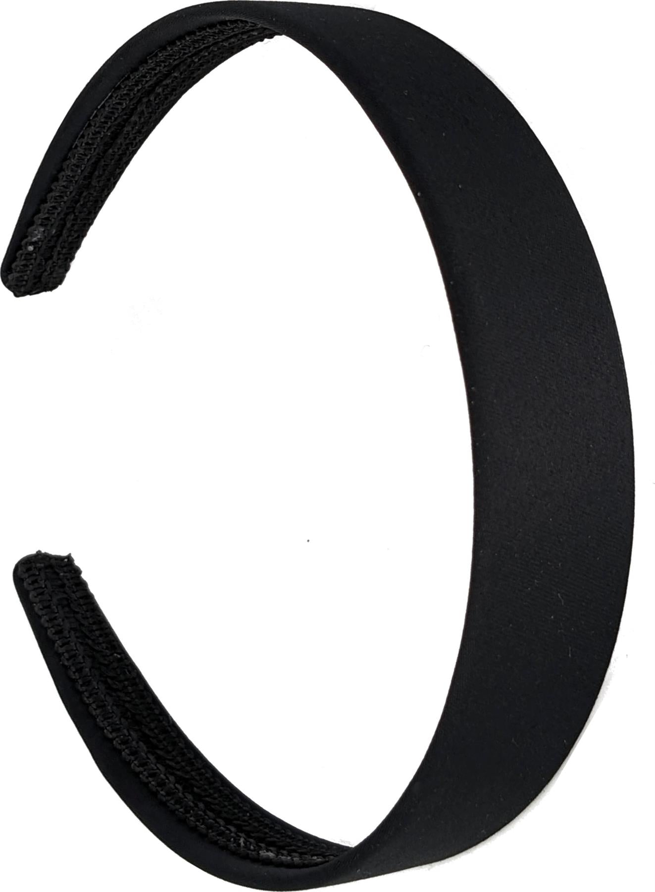 2.5cm (1") Black Matte Satin Covered Plastic Alice Hair Band Headband No Teeth