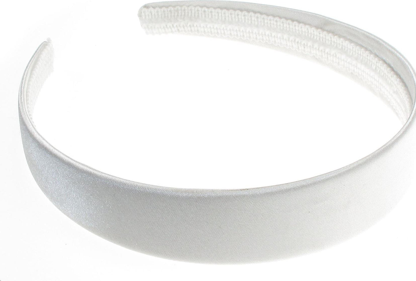 2.5cm (1") White Satin Covered Plastic Alice Hair Band Headband No Teeth