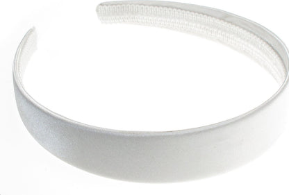 2.5cm (1") White Satin Covered Plastic Alice Hair Band Headband No Teeth