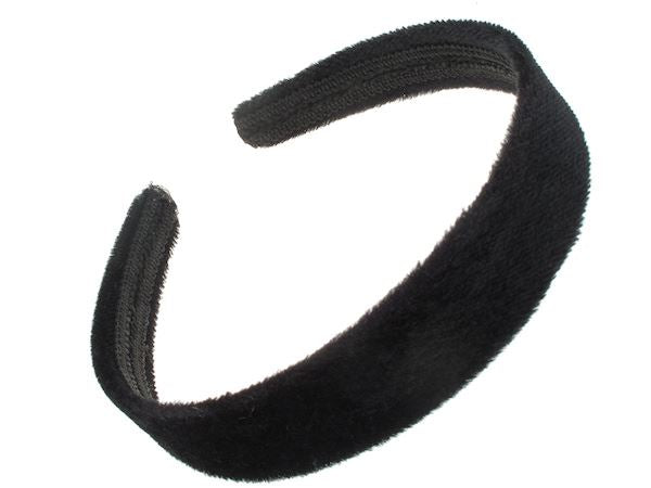 2.5cm Black Short Pile Velvet Alice Band Hair Band Headband No Teeth