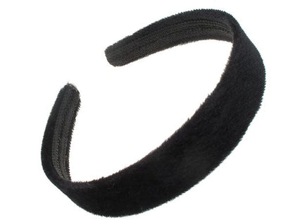 2.5cm Black Short Pile Velvet Alice Band Hair Band Headband No Teeth