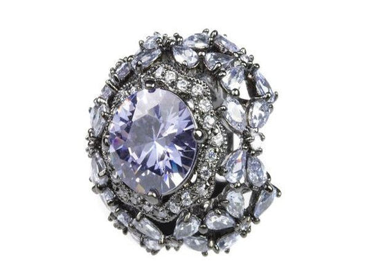 Lavender Cluster Cocktail Ring
