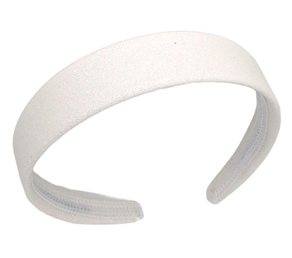 2.5cm White Glitter Fabric Plastic Alice Band Hair Band Headband No Teeth