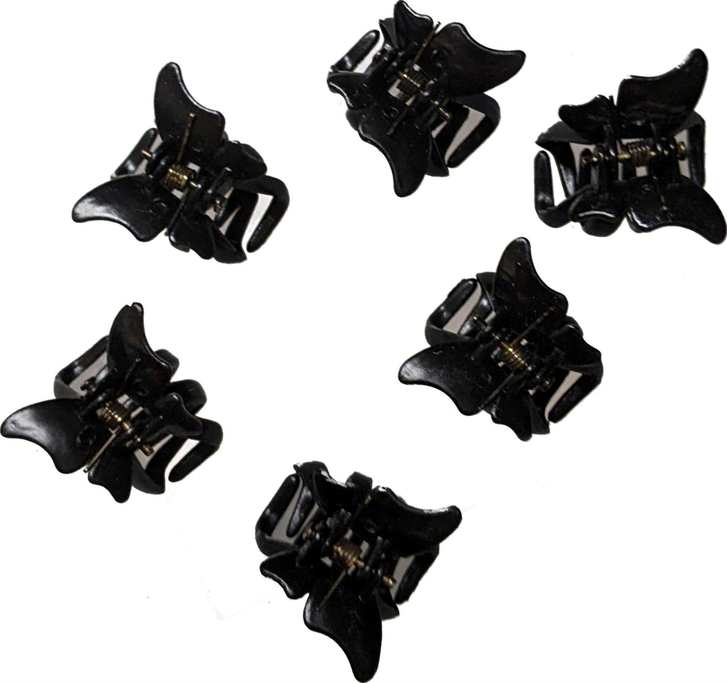 Pack of 6 Small Mini 2cm Black Plastic Butterfly Hair Claws Clips Clamps