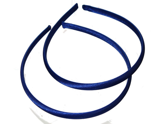 Twin Pack Narrow 1cm Royal Blue Satin Headbands Alice Band Hair Band