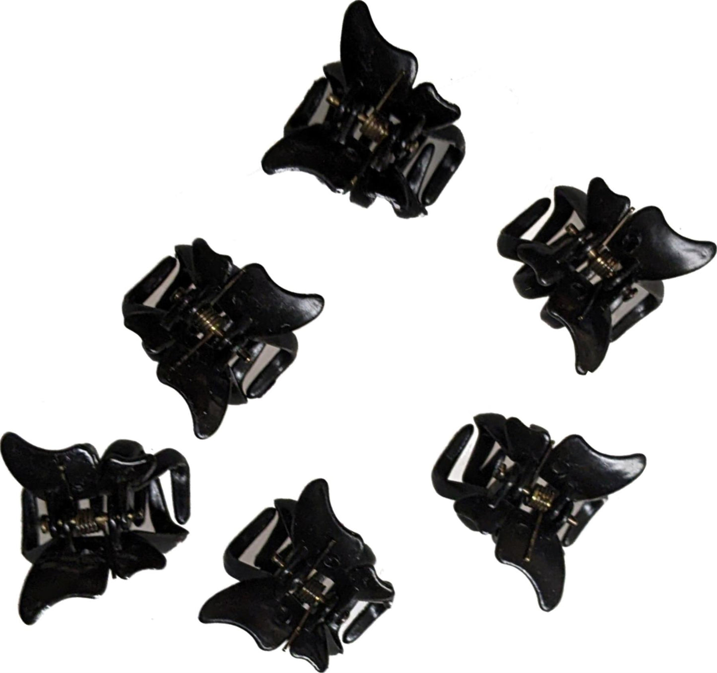 Pack of 6 Small Mini 2cm Black Plastic Butterfly Hair Claws Clips Clamps