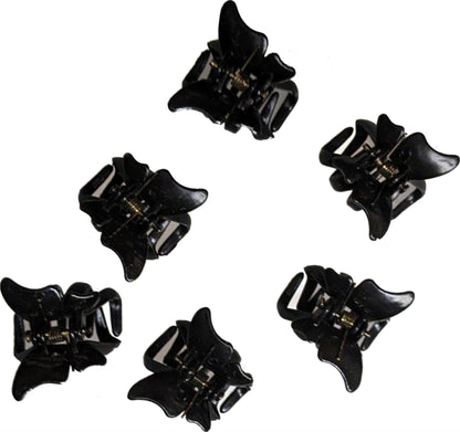 Pack of 6 Small Mini 2cm Black Plastic Butterfly Hair Claws Clips Clamps