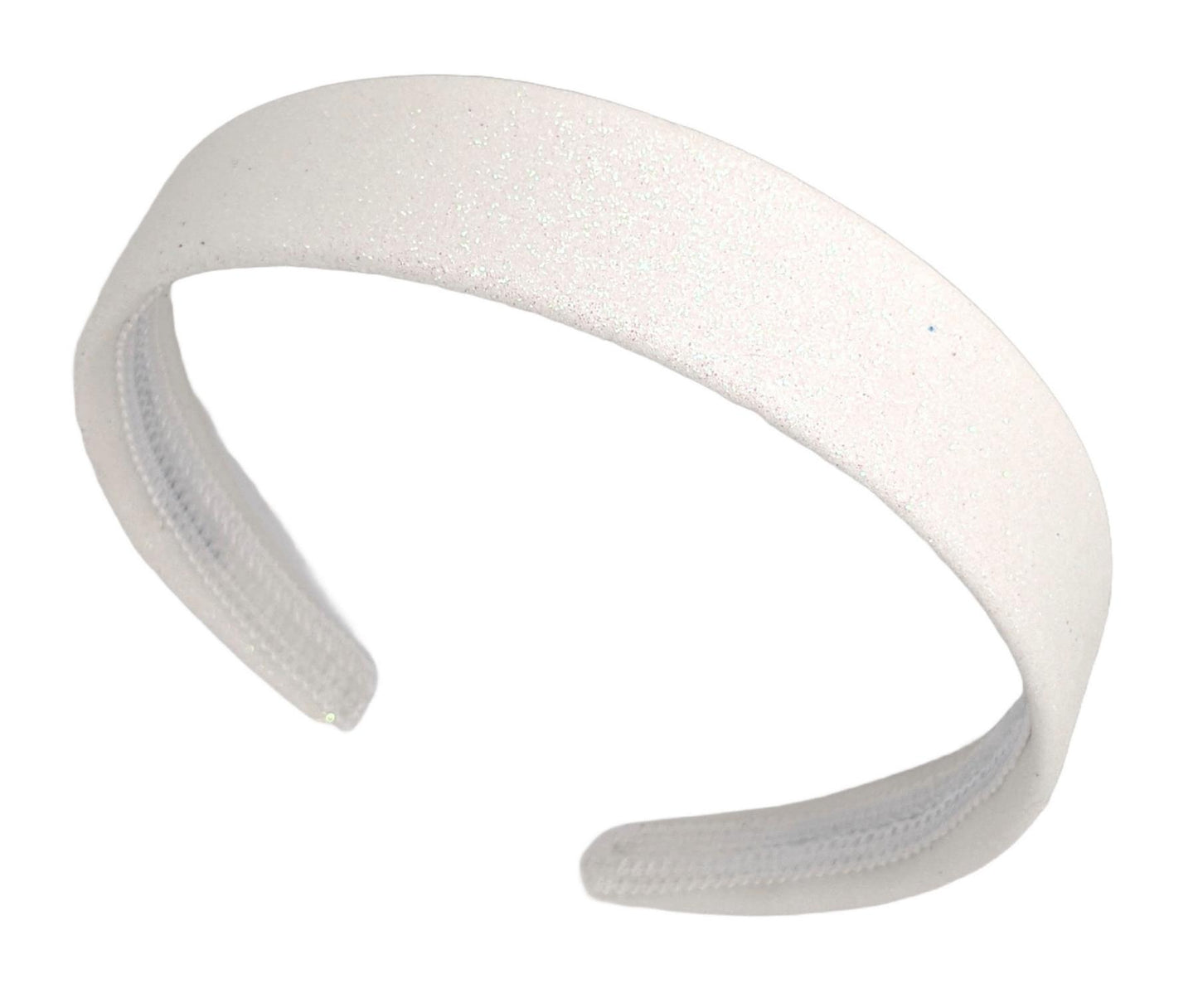 2.5cm White Glitter Fabric Plastic Alice Band Hair Band Headband No Teeth