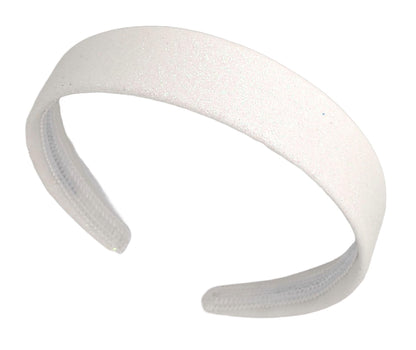 2.5cm White Glitter Fabric Plastic Alice Band Hair Band Headband No Teeth
