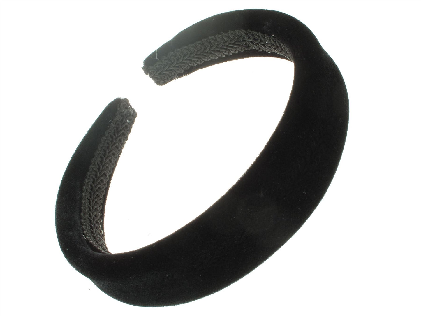 2.5cm Black Lightly Padded Plush Short Pile Velvet Headband Alice Hair Band