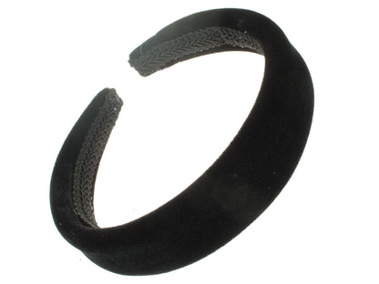 2.5cm Black Lightly Padded Plush Short Pile Velvet Headband Alice Hair Band