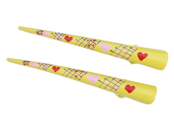 Yellow Large Bright Heart Beak Clips
